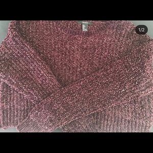 Forever 21 garnet and gold crop sweater size L